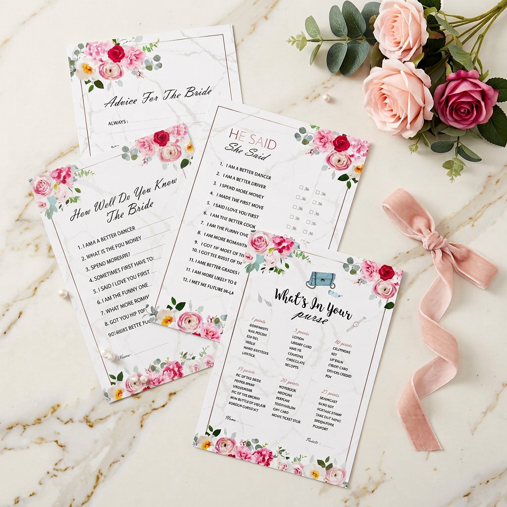 Party Games Bridal Shower - Zestaw Kart do Gry na Wieczorze